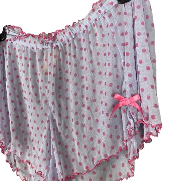 Cacique Blue & Pink Polka Dot Mesh Babydoll Lingerie Set Size 26/28 NWT - Picture 4 of 13